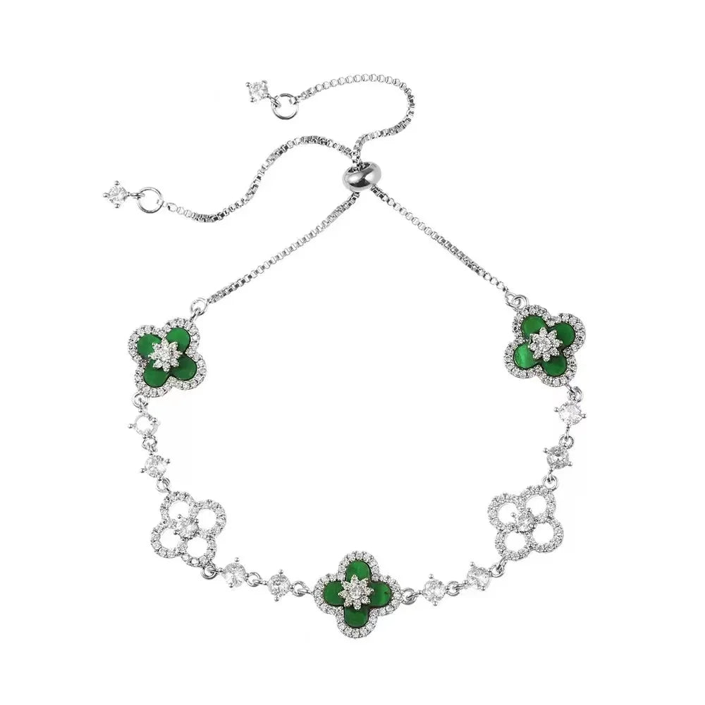 Bracelet Fleur Porte-Bonheur Nacre & Zircon