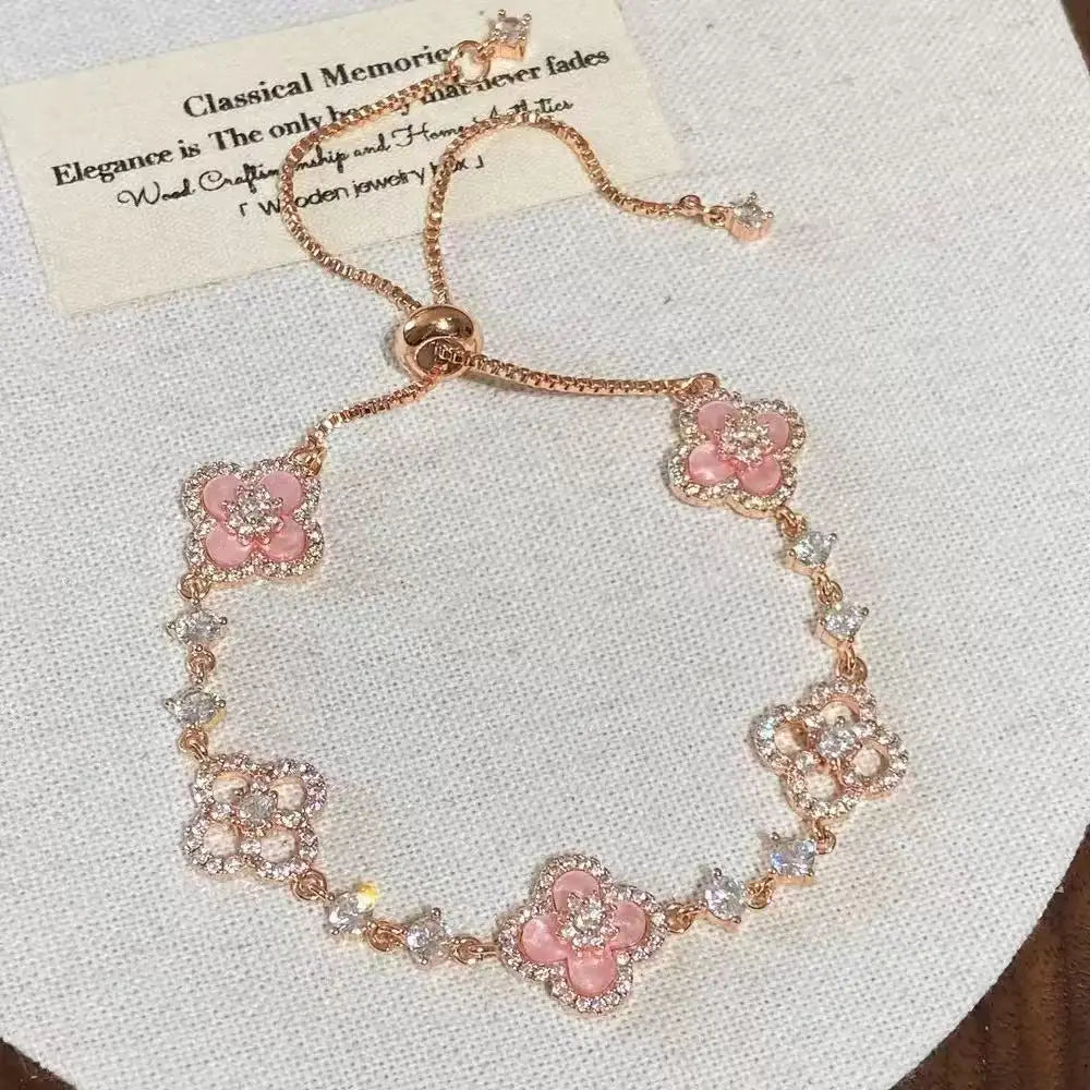 Bracelet Fleur Porte-Bonheur Nacre & Zircon