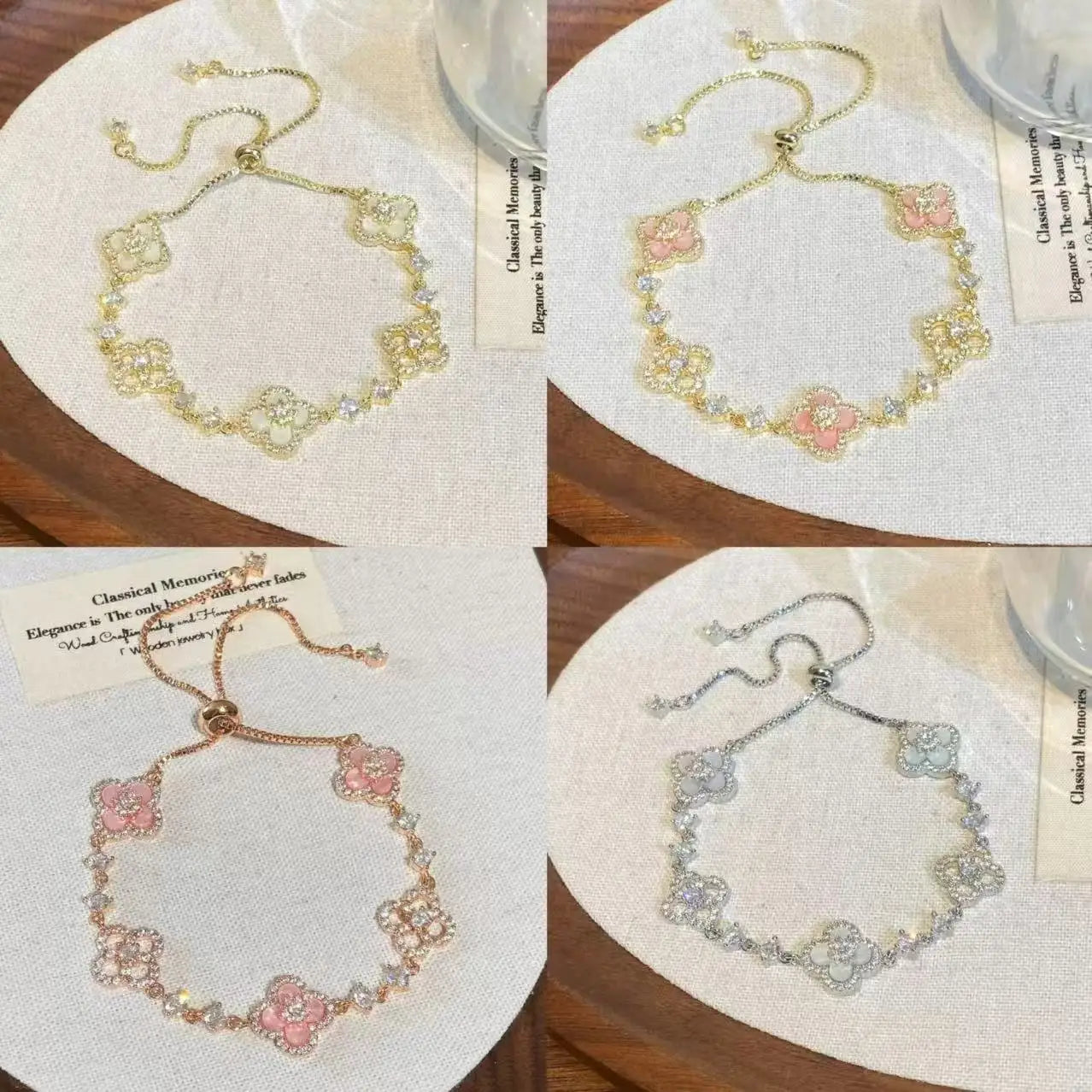 Bracelet Fleur Porte-Bonheur Nacre & Zircon