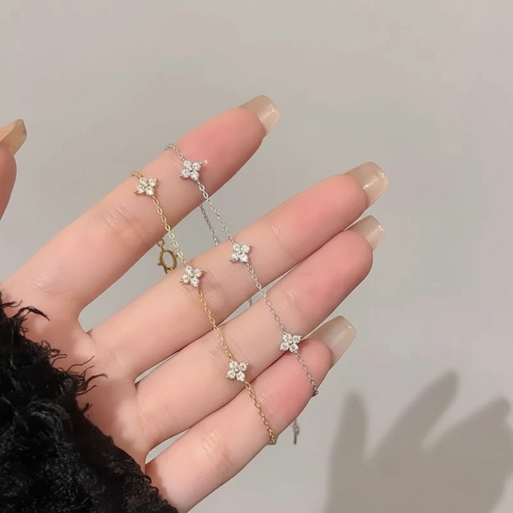 Bracelet Porte-Bonheur Trèfle Doré – Lumière & Chance