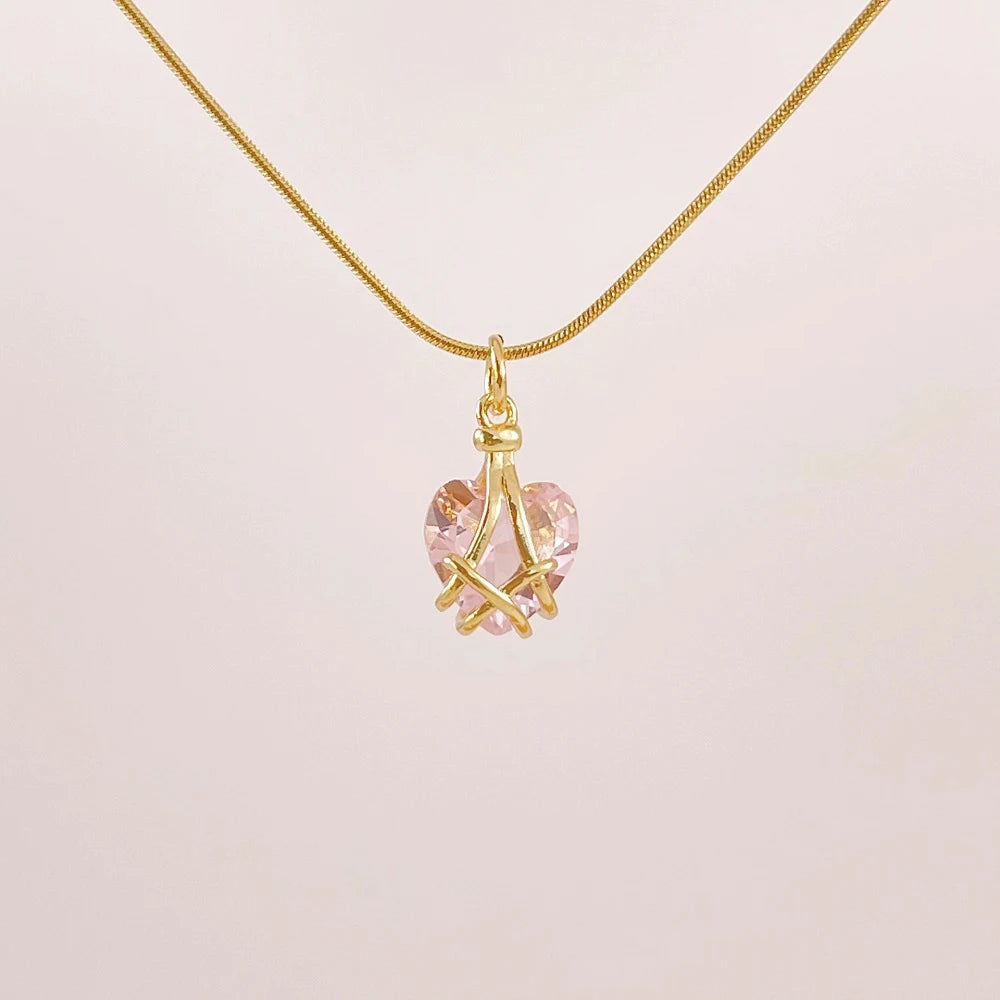 Bracelet Cœur Cristal Rose – Romantique & Lumineux