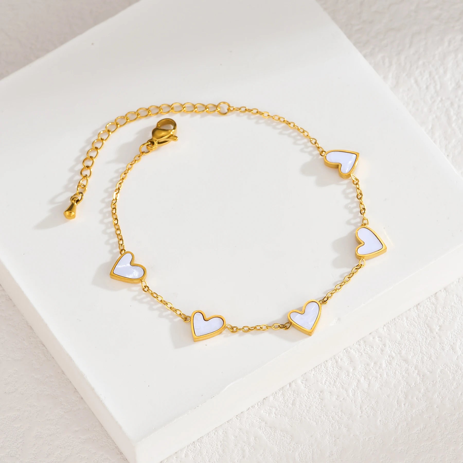 Bracelet Cœurs Émaillés Multicolores Doré