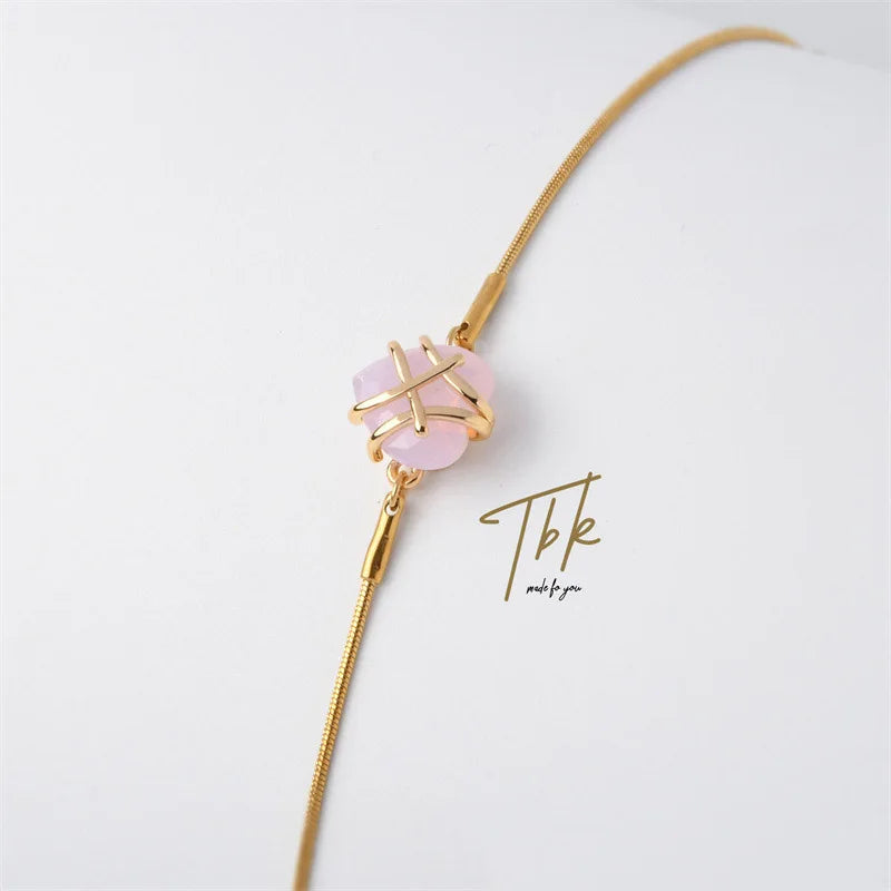 Bracelet Cœur Cristal Rose – Romantique & Lumineux