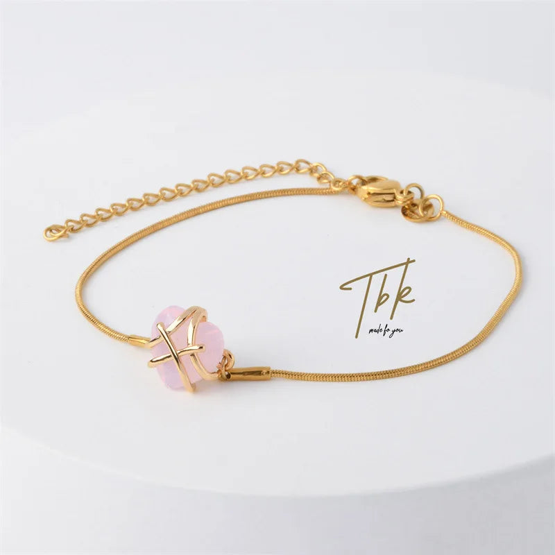 Bracelet Cœur Cristal Rose – Romantique & Lumineux