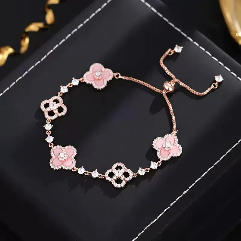 Bracelet Fleur Porte-Bonheur Nacre & Zircon