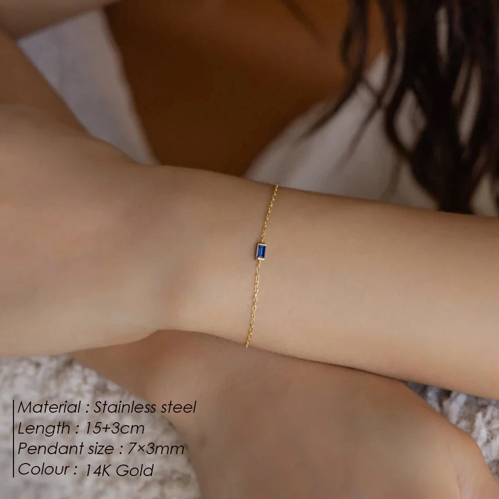 Bracelet Pierres de Naissance - Acier Inoxydable Lumineux & Zircons Étincelants