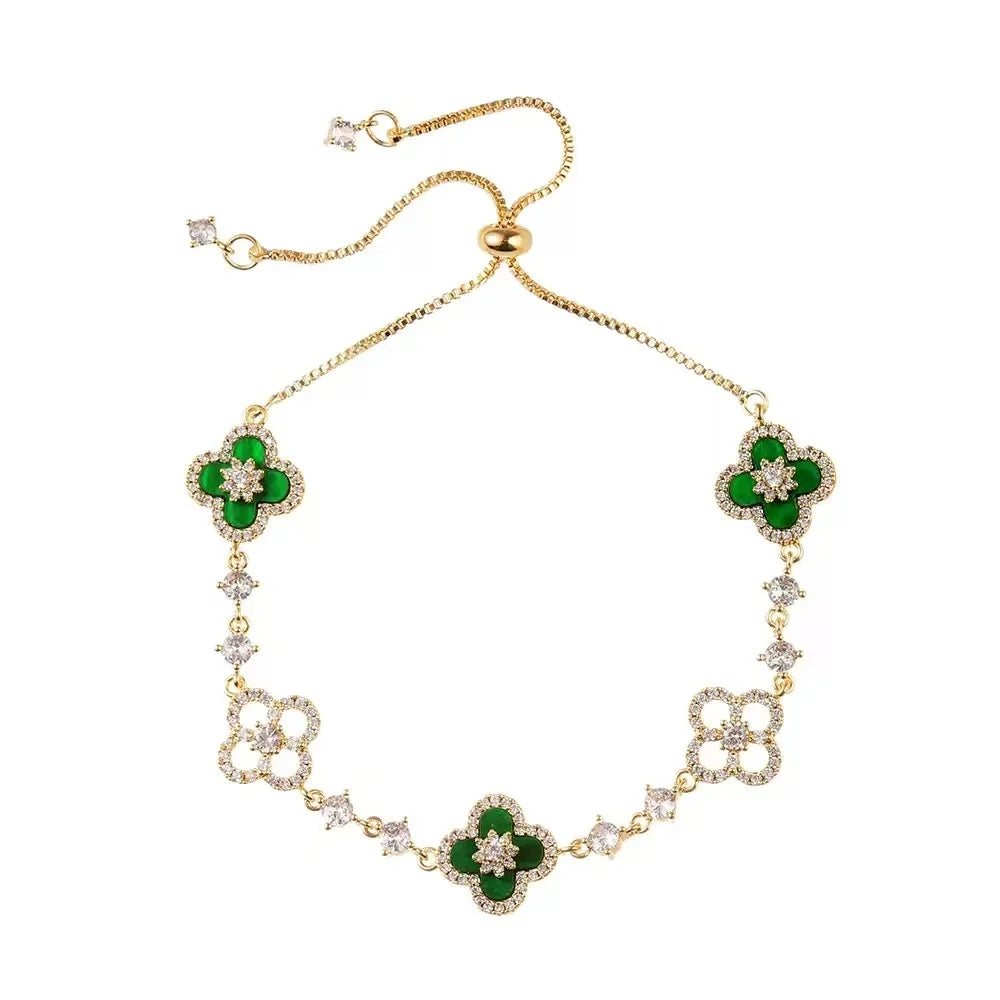 Bracelet Fleur Porte-Bonheur Nacre & Zircon