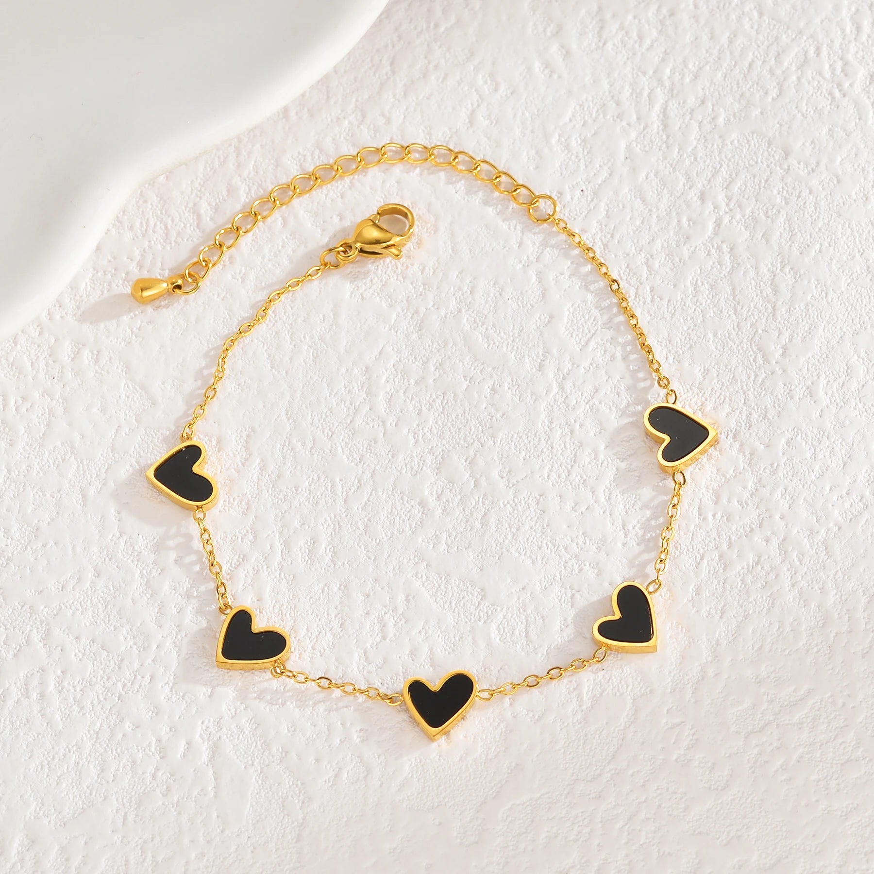 Bracelet Cœurs Émaillés Multicolores Doré