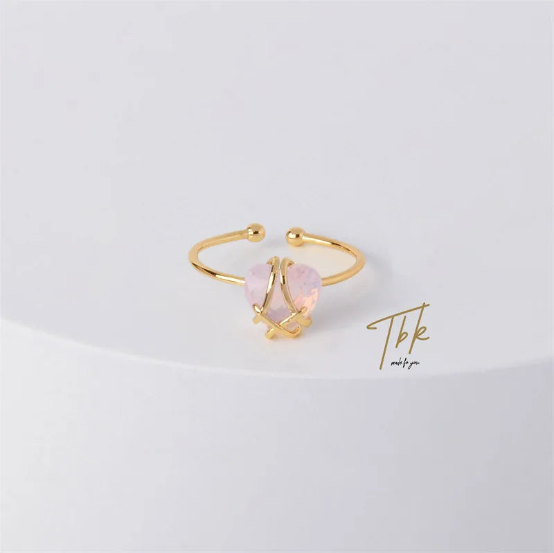 Bracelet Cœur Cristal Rose – Romantique & Lumineux