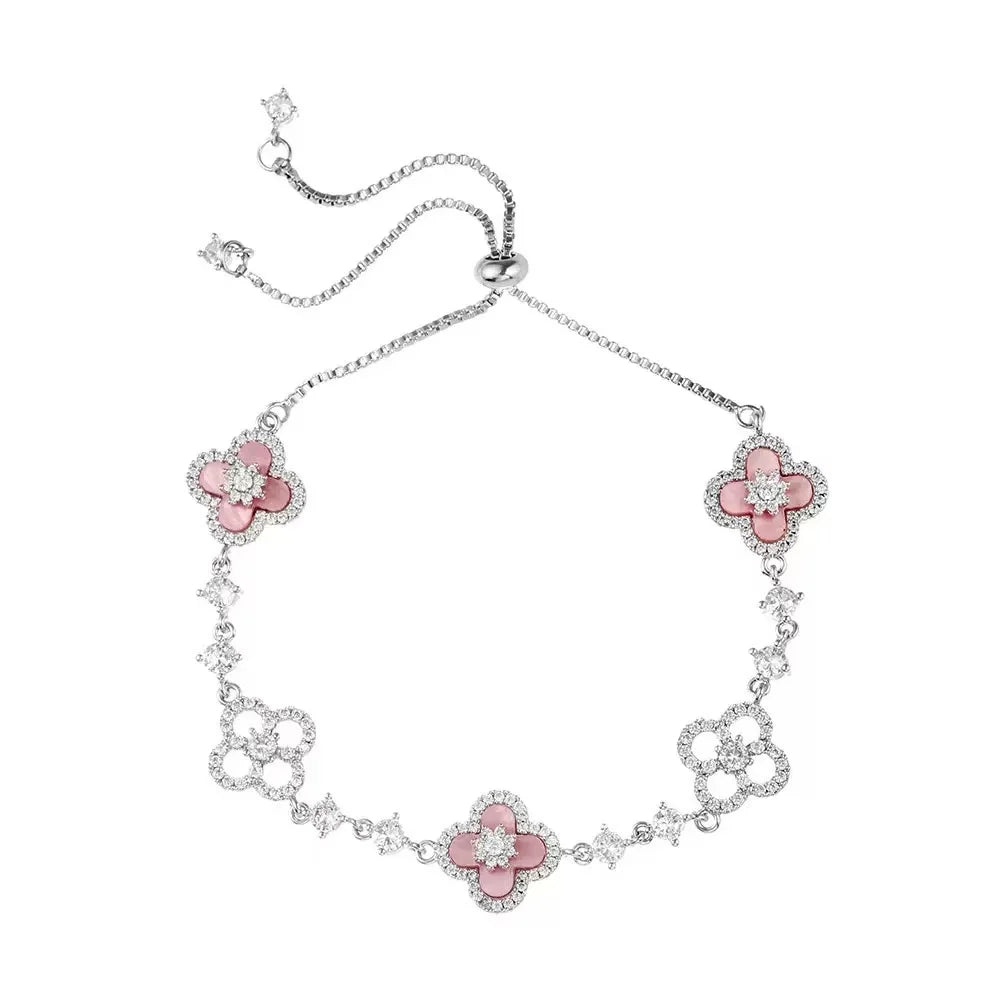 Bracelet Fleur Porte-Bonheur Nacre & Zircon