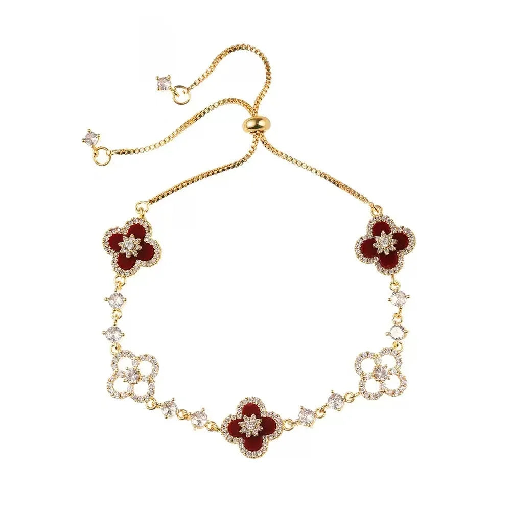 Bracelet Fleur Porte-Bonheur Nacre & Zircon