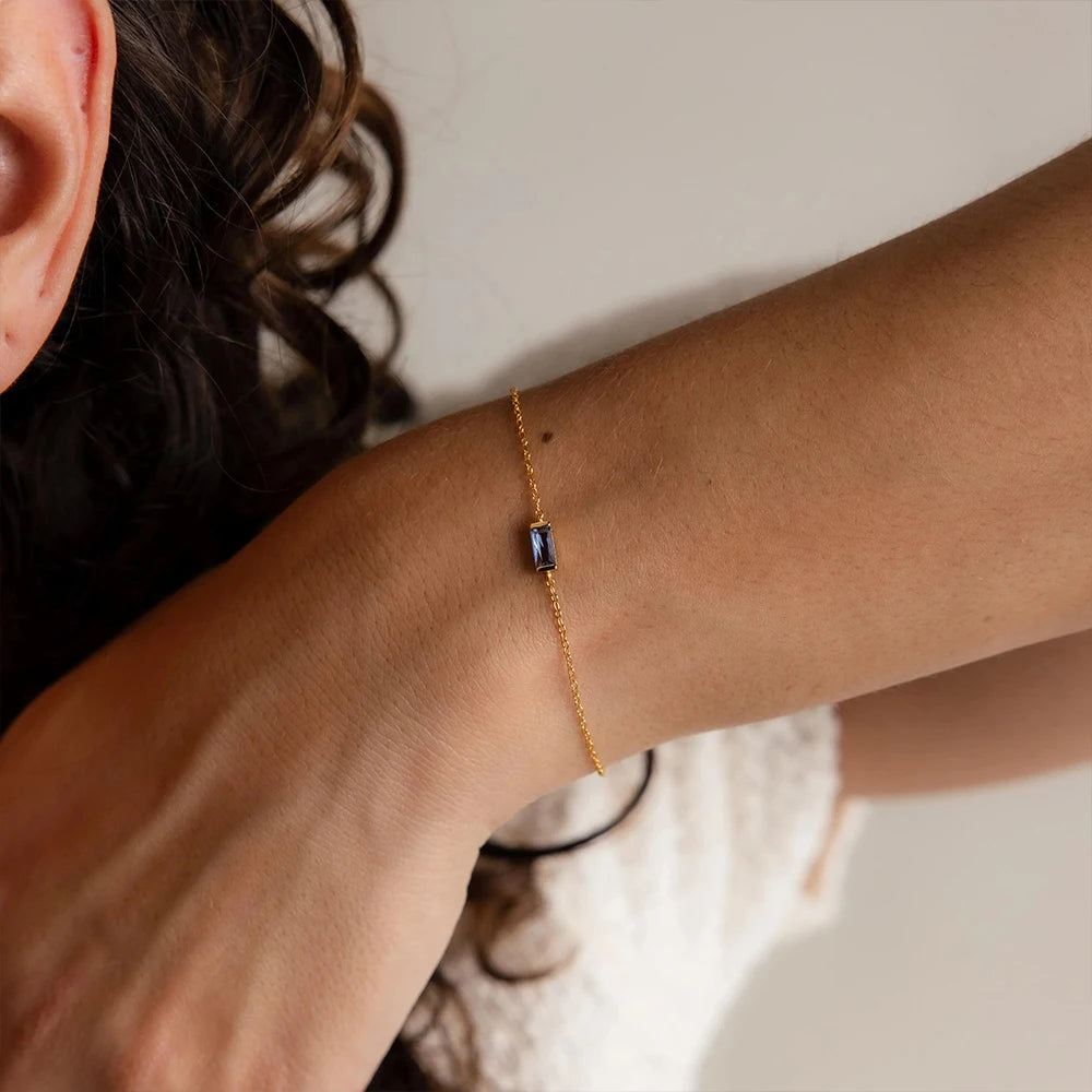 Bracelet Pierres de Naissance - Acier Inoxydable Lumineux & Zircons Étincelants