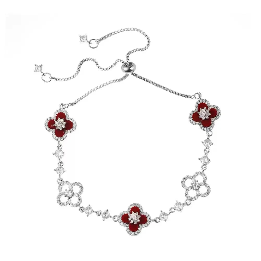 Bracelet Fleur Porte-Bonheur Nacre & Zircon