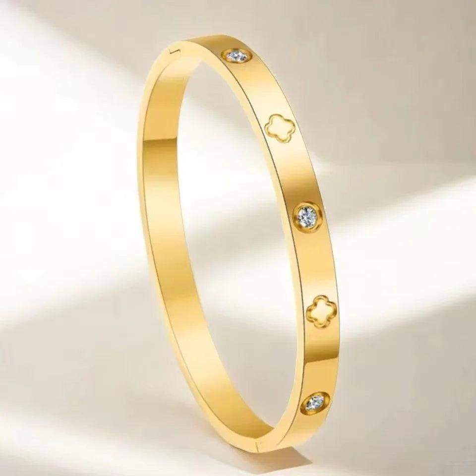 Bracelet Trèfle Porte-Bonheur Zircon Lumineux