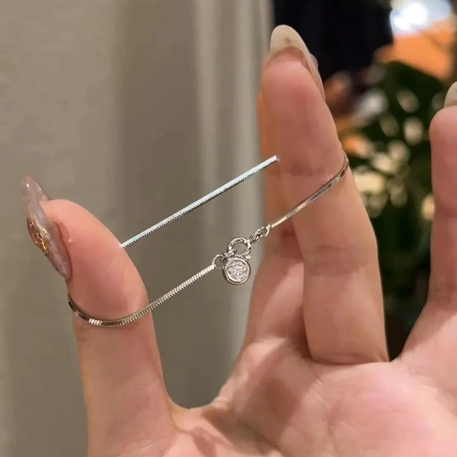 Bracelet Chaîne Lame Cuivre Doré - Zircons Lumineux & Design Minimaliste